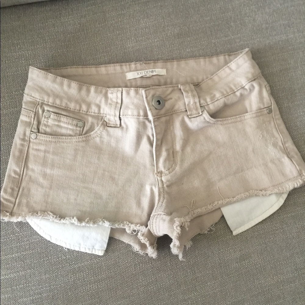 Tan jean shorts